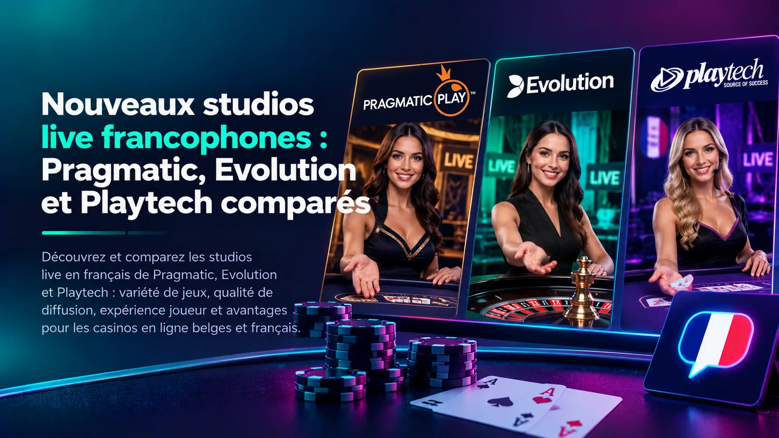 Studios live francophones Pragmatic Evolution Playtech