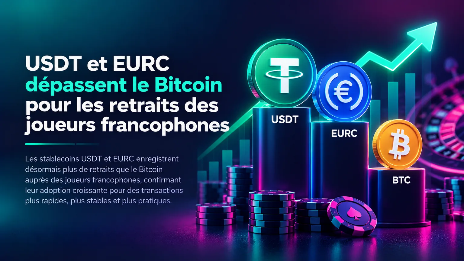 USDT EURC et BTC stablecoins pour les retraits de casino
